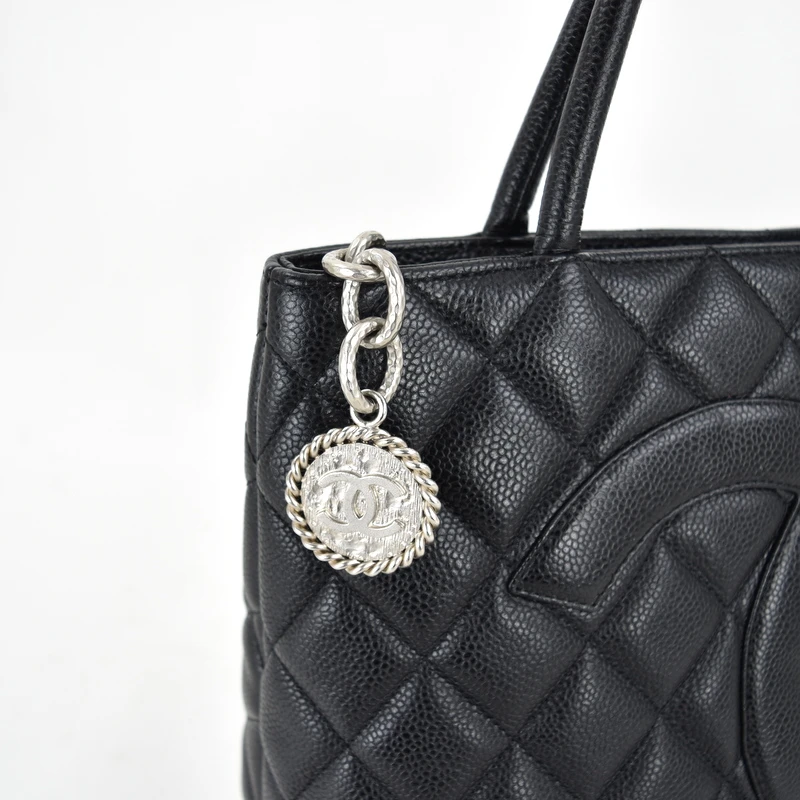 Chanel Black Caviar Medallion Tote Bag