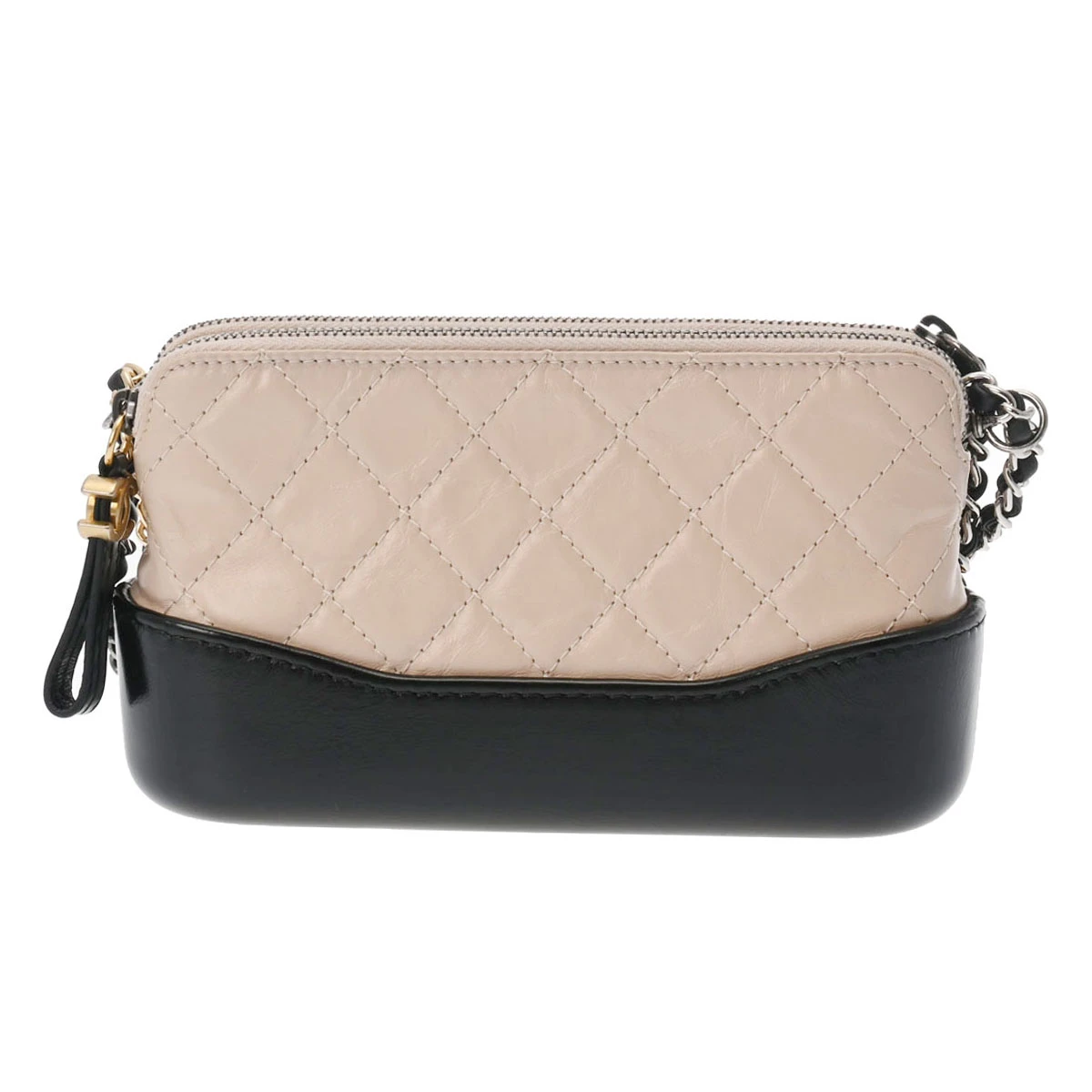 Chanel Beige/Black Quilted Calfskin Leather Gabrielle Shoulder bag