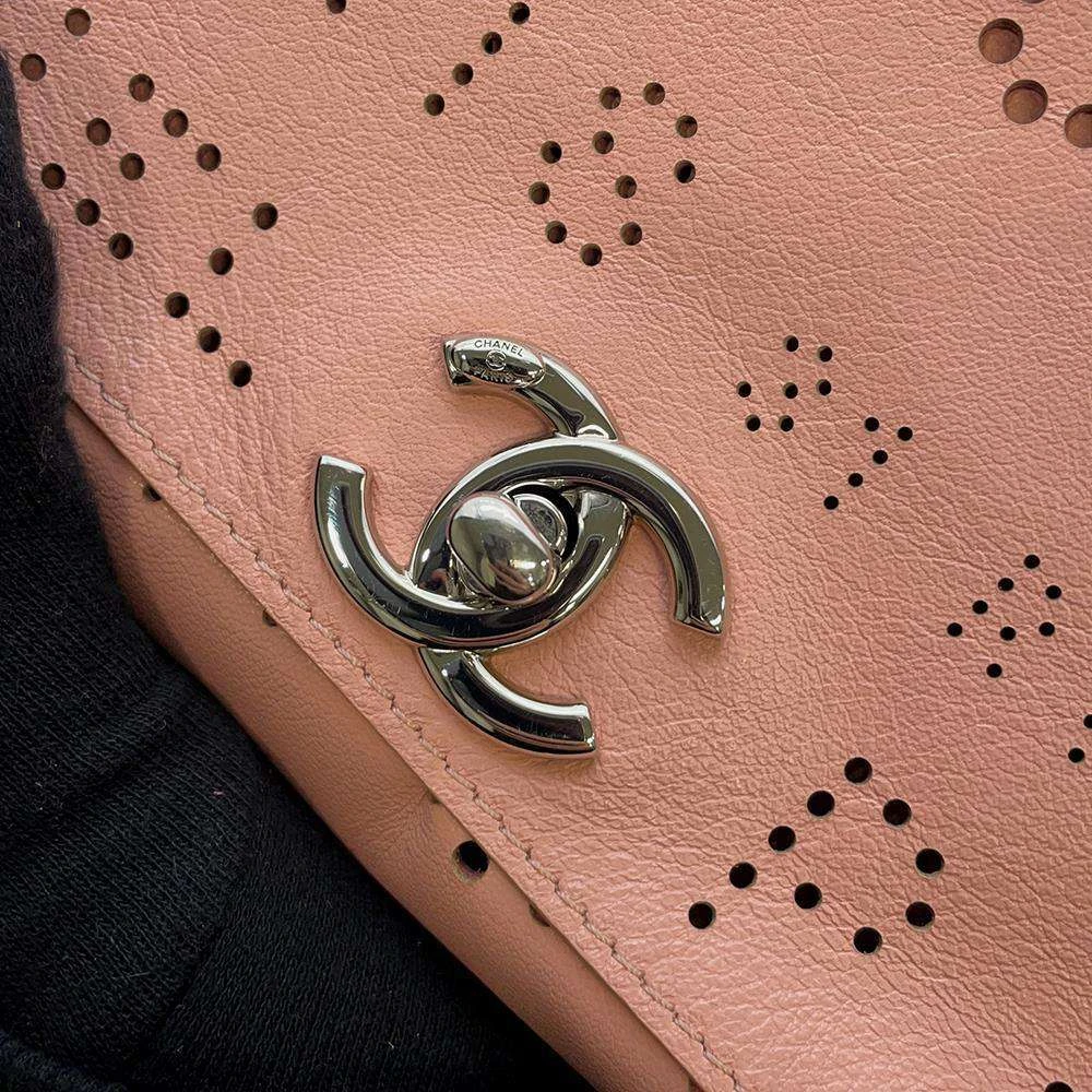 Chanel Pink Leather Eyelet Waist Bag