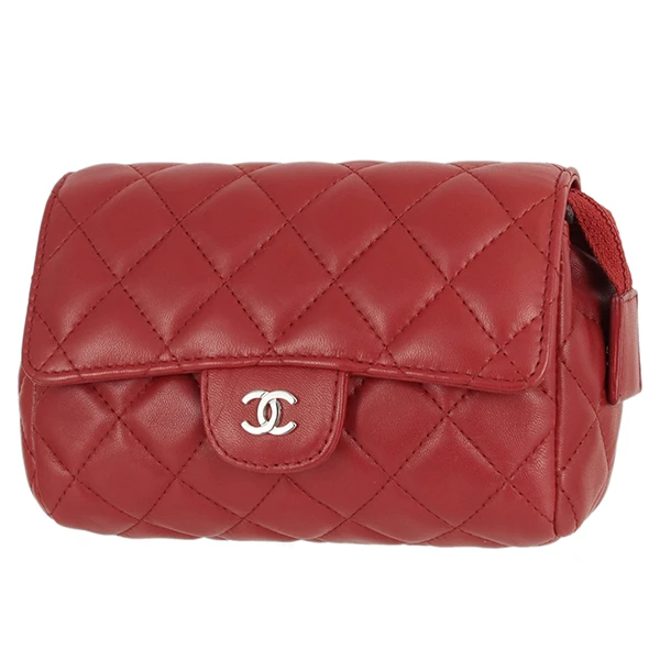 Chanel Red Quilted Cosmetic Pouch