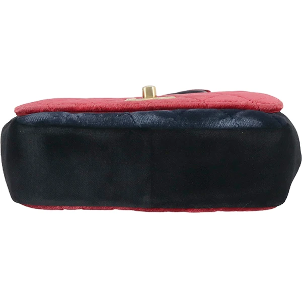 Chanel Red/Navy Blue Velour camellia shoulder bag