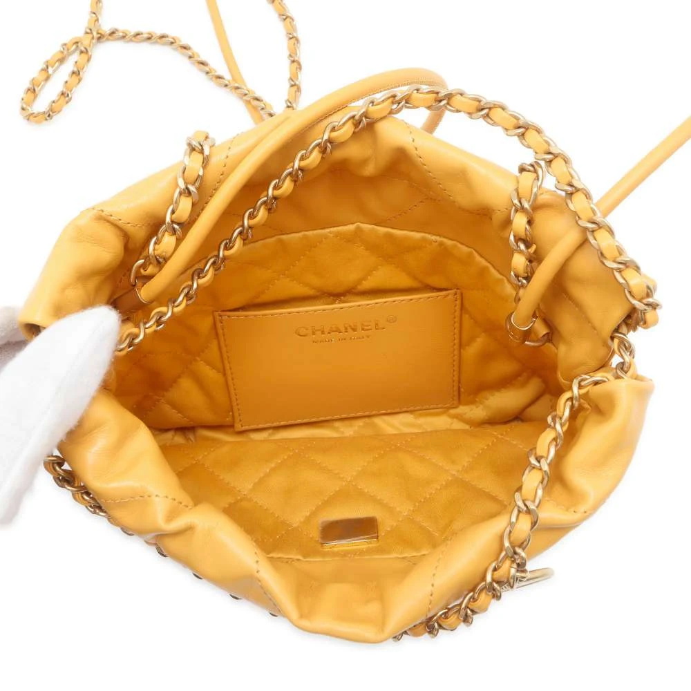 Chanel Yellow Quilted Leather Mini 22 Chain Bag