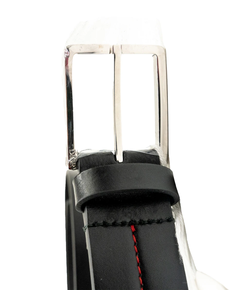 Dior Black Leather Buckle Belt 95CM