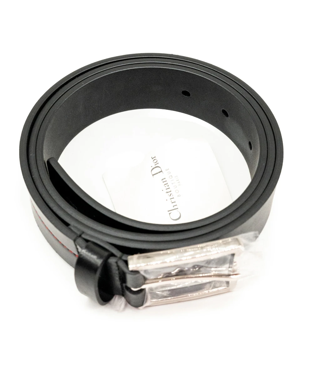 Dior Black Leather Buckle Belt 95CM