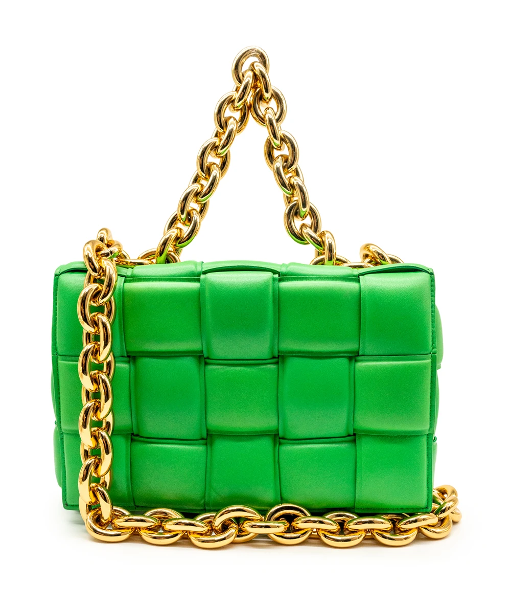 Bottega Veneta Green Padded Leather Chain Cassette Shoulder bag