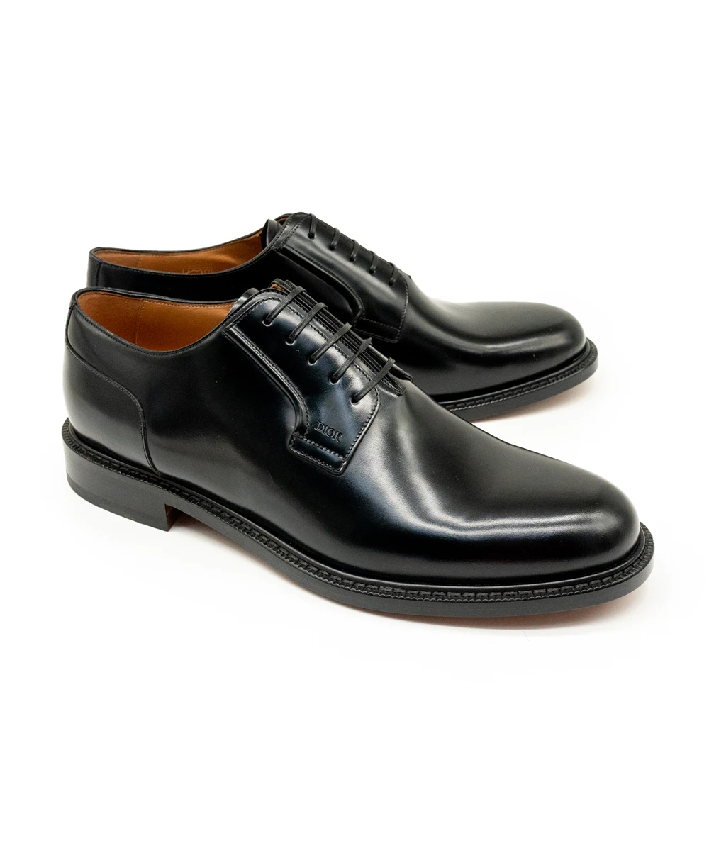 Dior Size 44 Black Leather Lace Up Derby Shoes