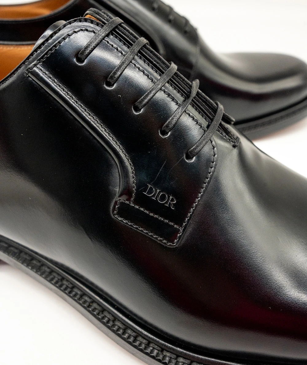 Dior Size 44 Black Leather Lace Up Derby Shoes