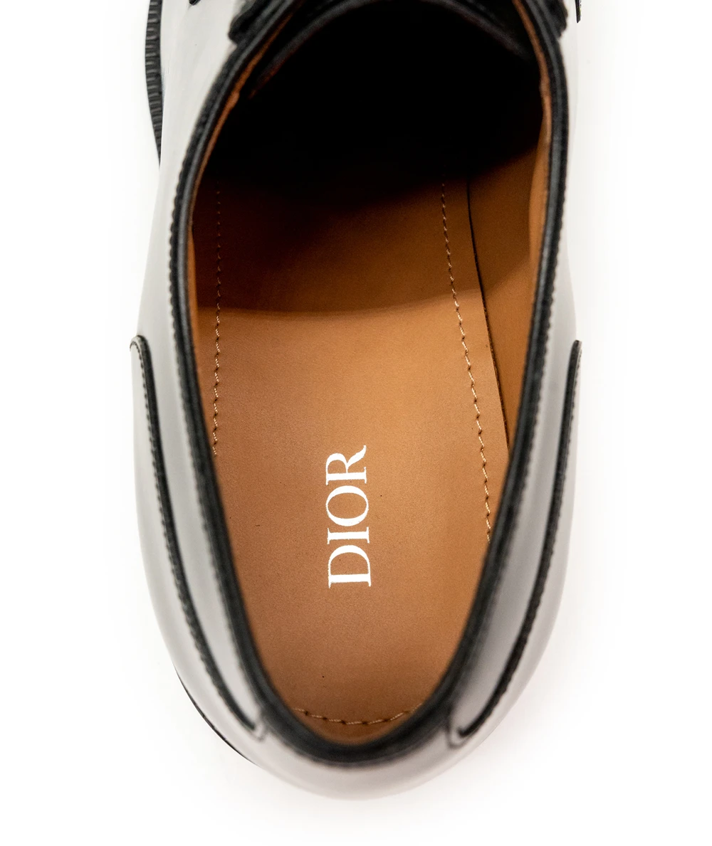 Dior Size 44 Black Leather Lace Up Derby Shoes
