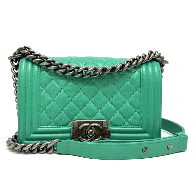 Chanel Green Caviar Leather Small Boy Bag