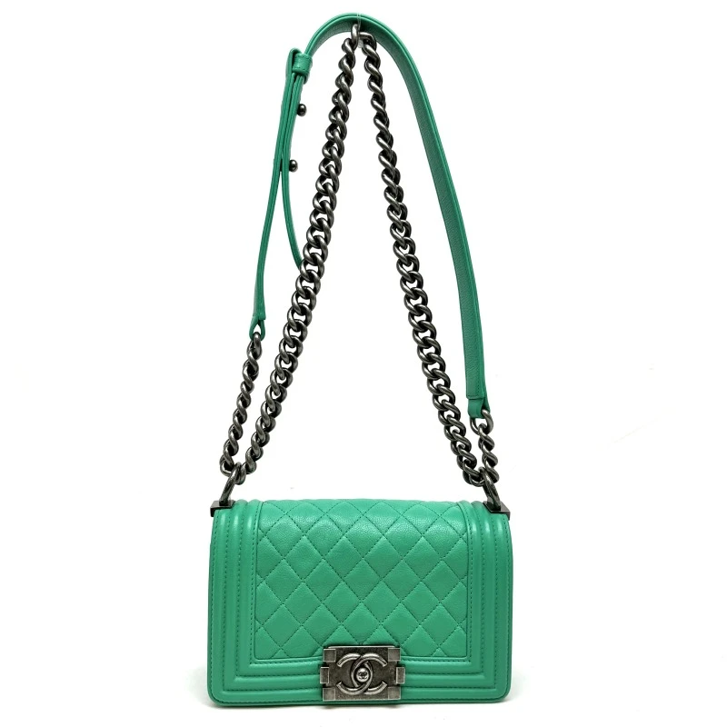 Chanel Green Caviar Leather Small Boy Bag