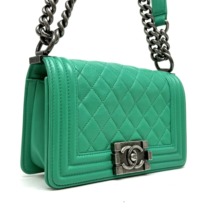 Chanel Green Caviar Leather Small Boy Bag