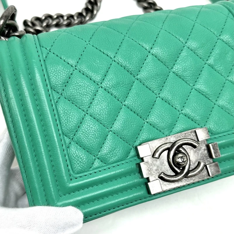 Chanel Green Caviar Leather Small Boy Bag