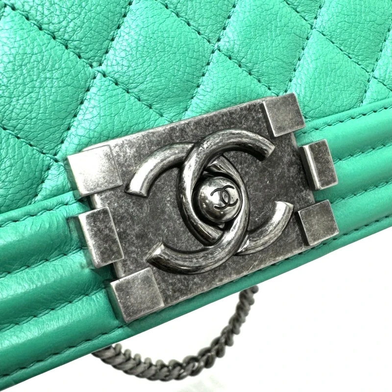 Chanel Green Caviar Leather Small Boy Bag