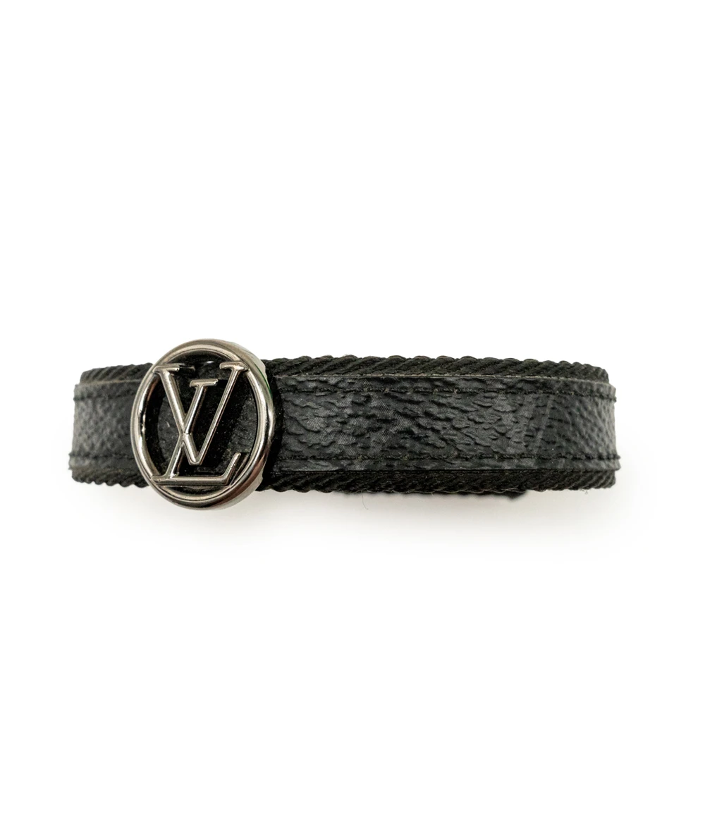 Louis Vuitton LV Circle Monogram Eclipse Canvas Gunmetal Tone Bracelet