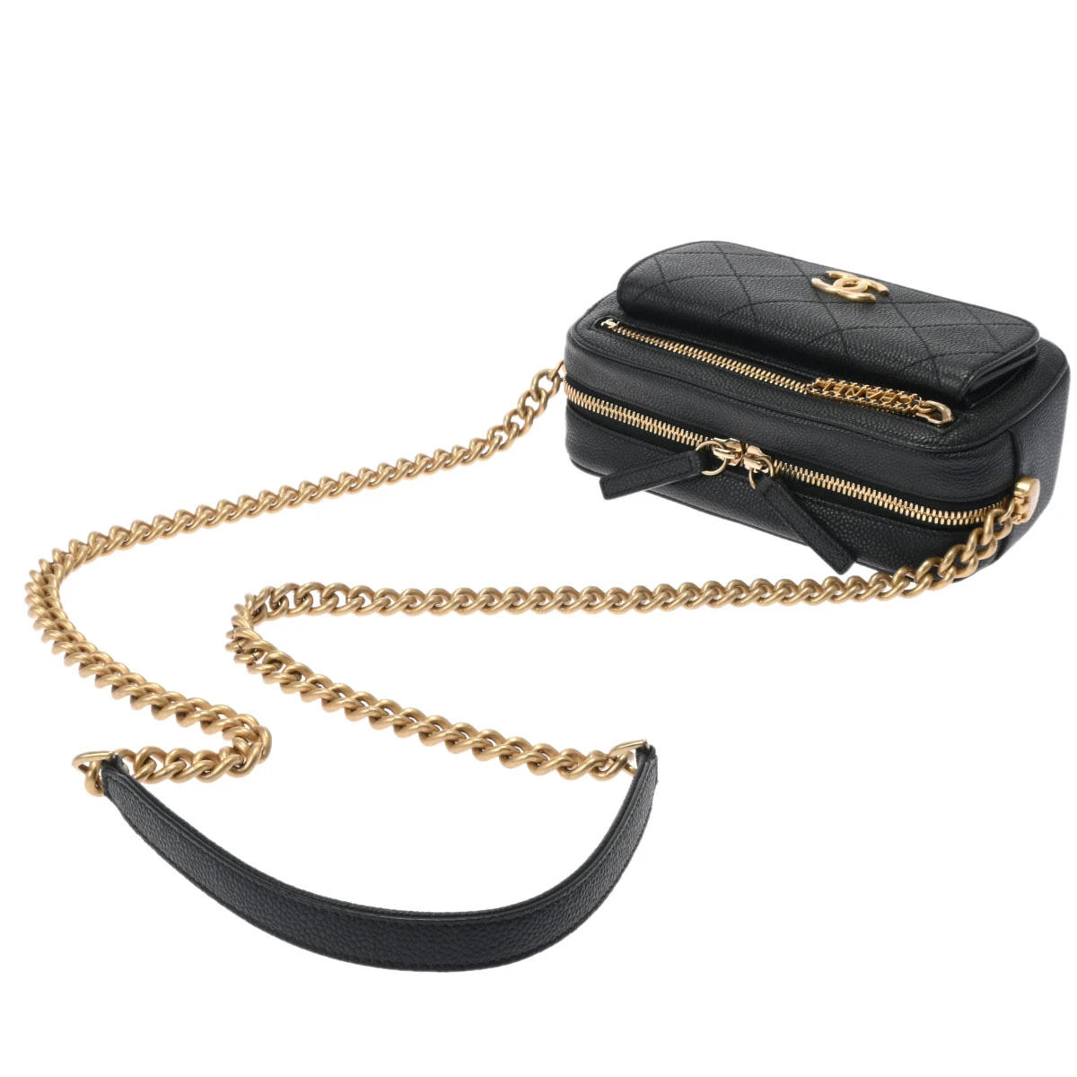 Chanel Black Caviar Leather Chain Shoulder Bag