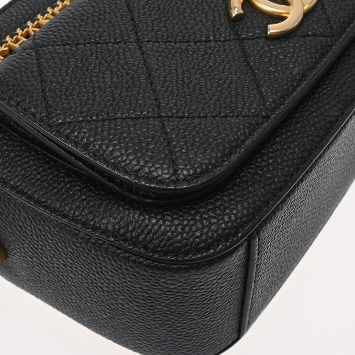 Chanel Black Caviar Leather Chain Shoulder Bag