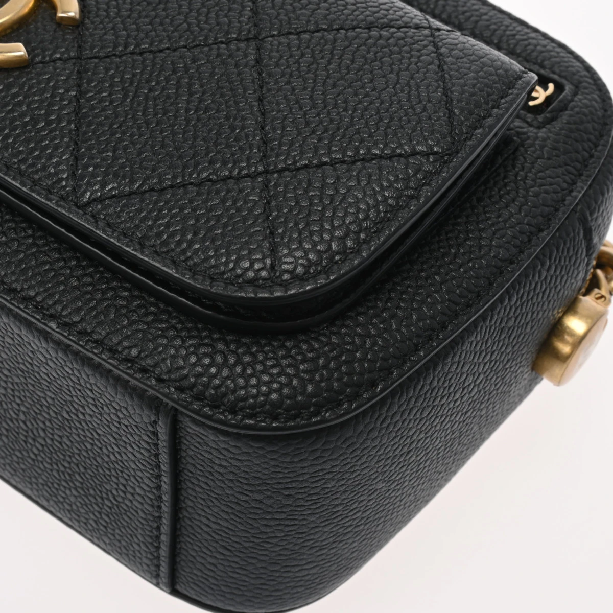 Chanel Black Caviar Leather Chain Shoulder Bag