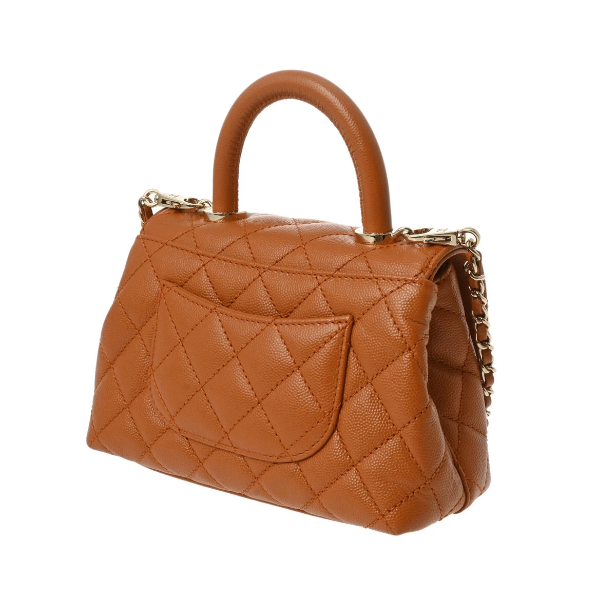 Chanel Caramel Brown Calfskin Leather Small Top Handle Bag