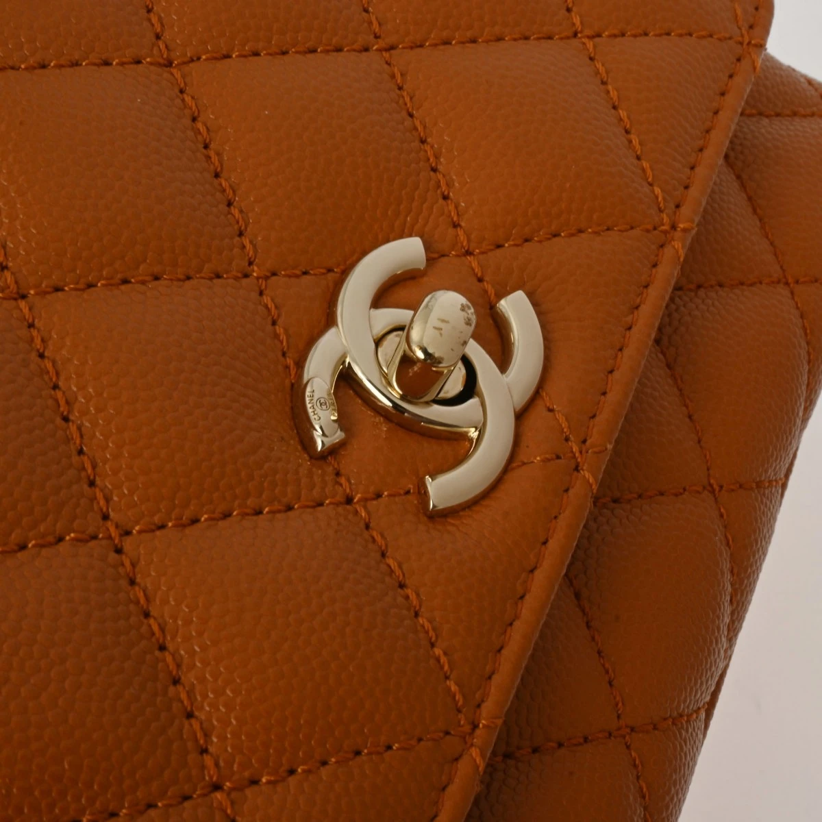 Chanel Caramel Brown Calfskin Leather Small Top Handle Bag