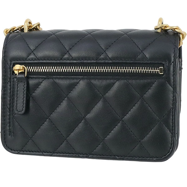 Chanel Black Lambskin Leather Mini 23s Camellia Crush Wallet on Chain Bag