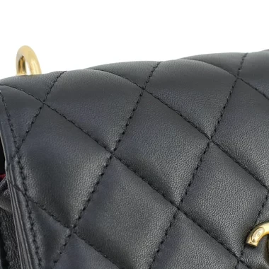 Chanel Black Lambskin Leather Mini 23s Camellia Crush Wallet on Chain Bag