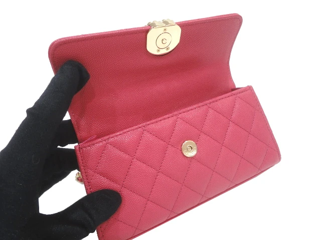 Chanel Dark Pink Caviar Leather Vanity Handle Bag