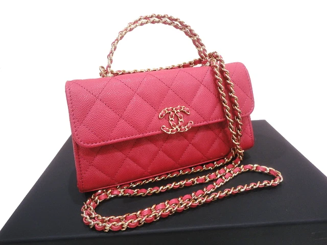 Chanel Dark Pink Caviar Leather Vanity Handle Bag