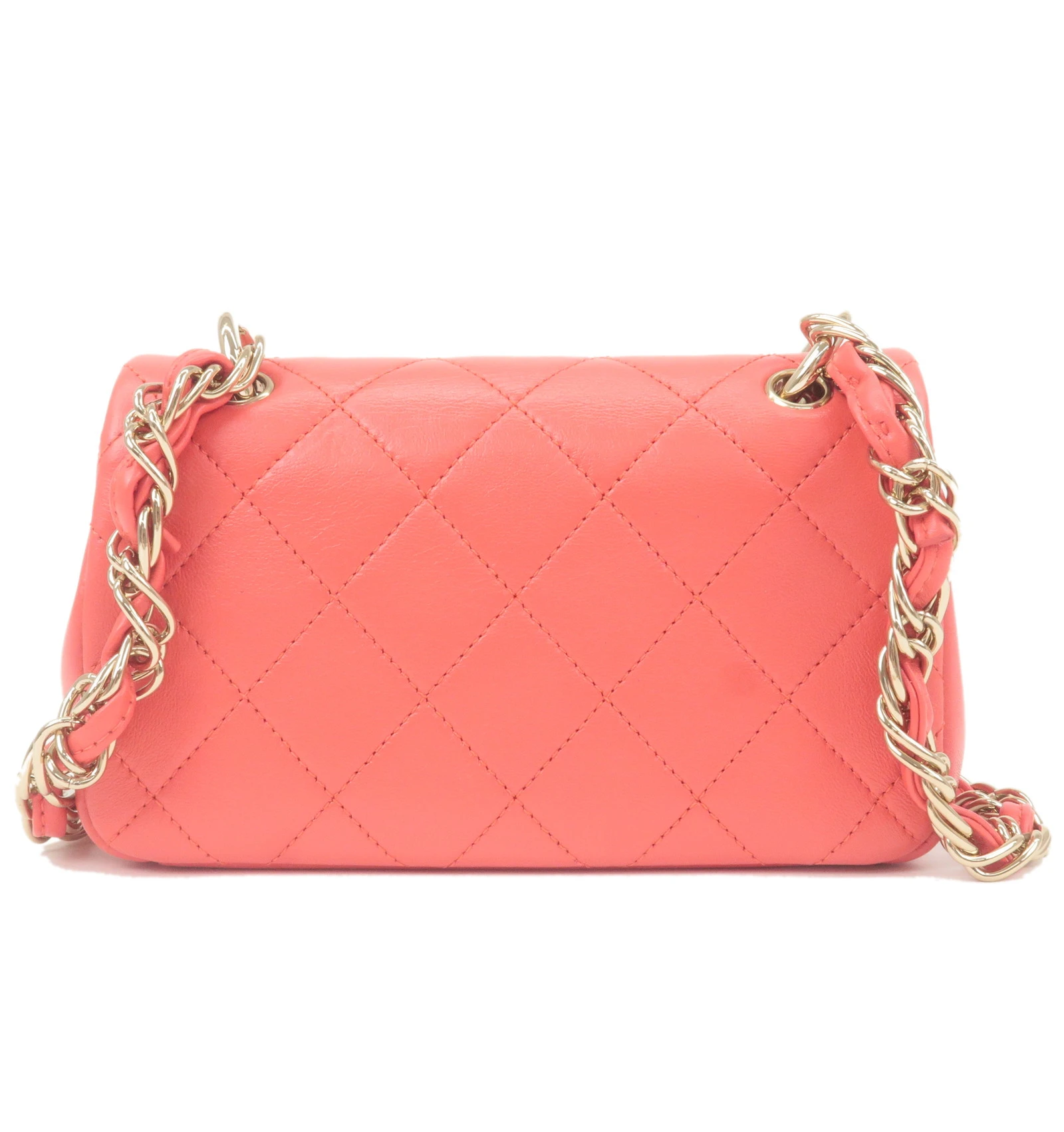 Chanel Mini Pink Matlasse Lambskin Diagonal Chain Shoulder Bag