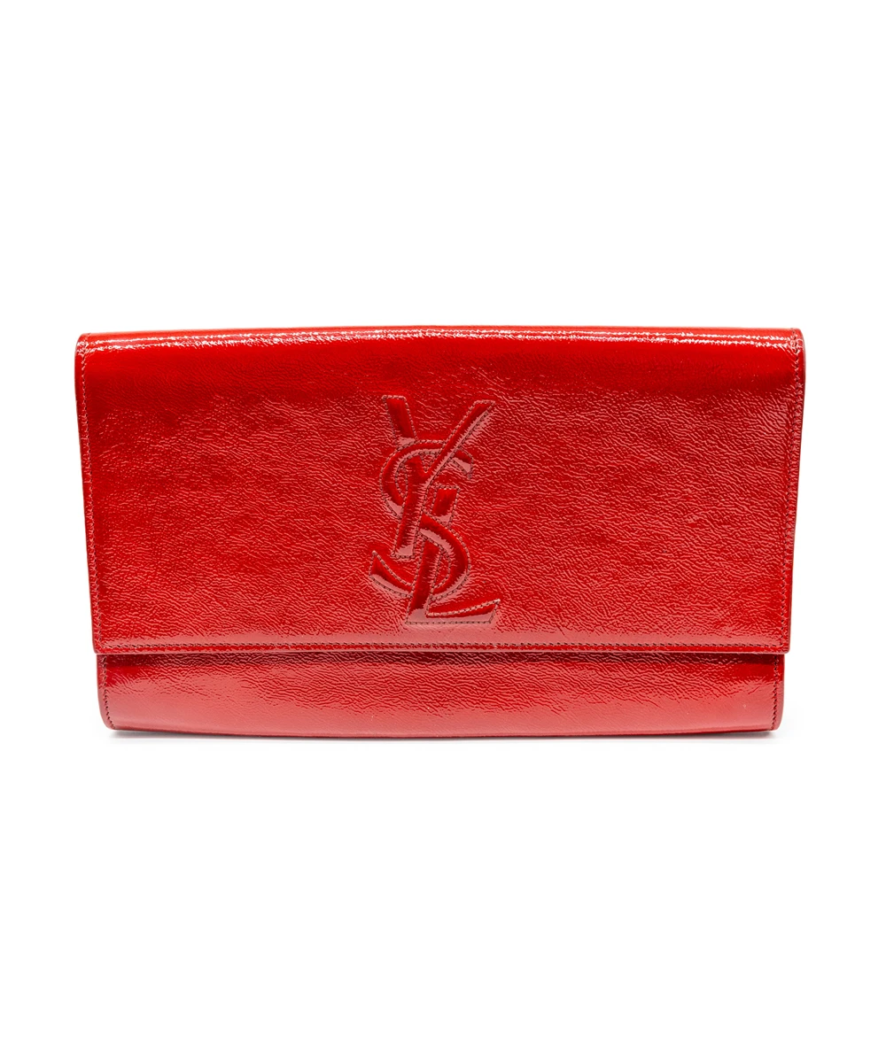 Yves Saint Laurent Red Patent Leather Belle De Jour Flap Clutch