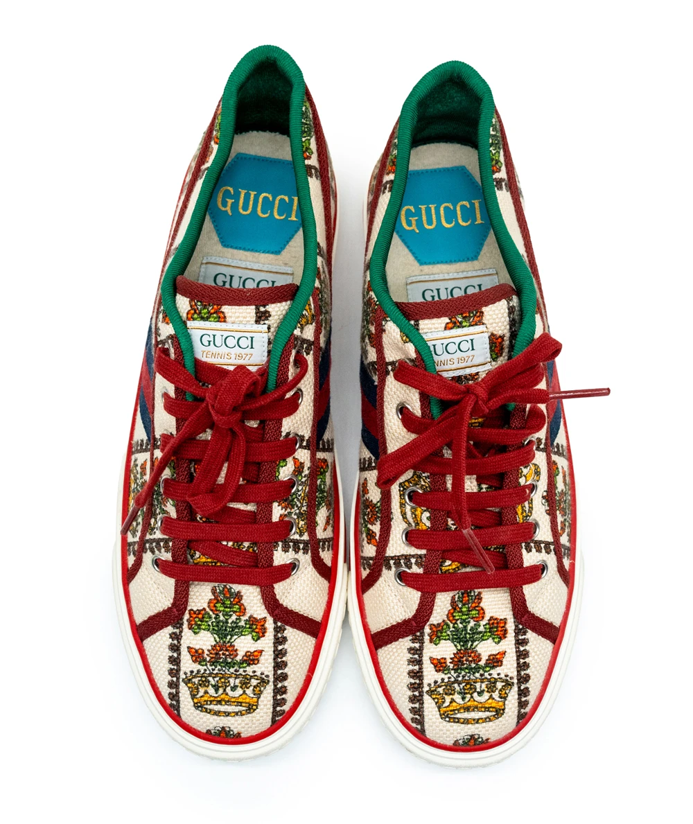 Gucci Size 46 Tennis 1977 Crown Print Men's Sneakers