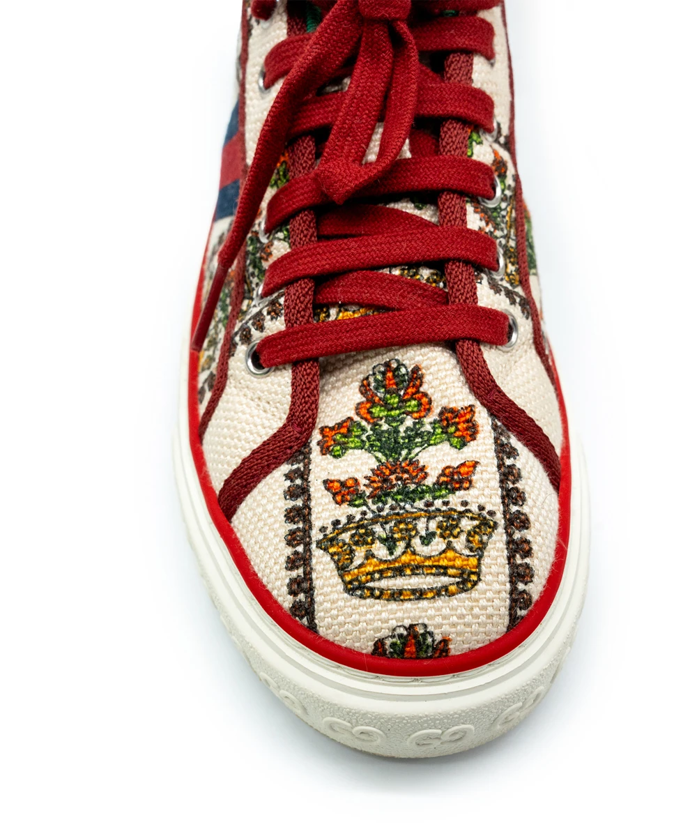 Gucci Size 46 Tennis 1977 Crown Print Men's Sneakers