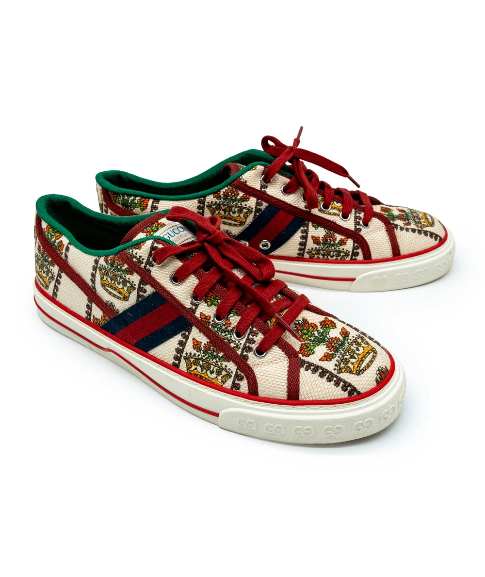 Gucci Size 46 Tennis 1977 Crown Print Men's Sneakers