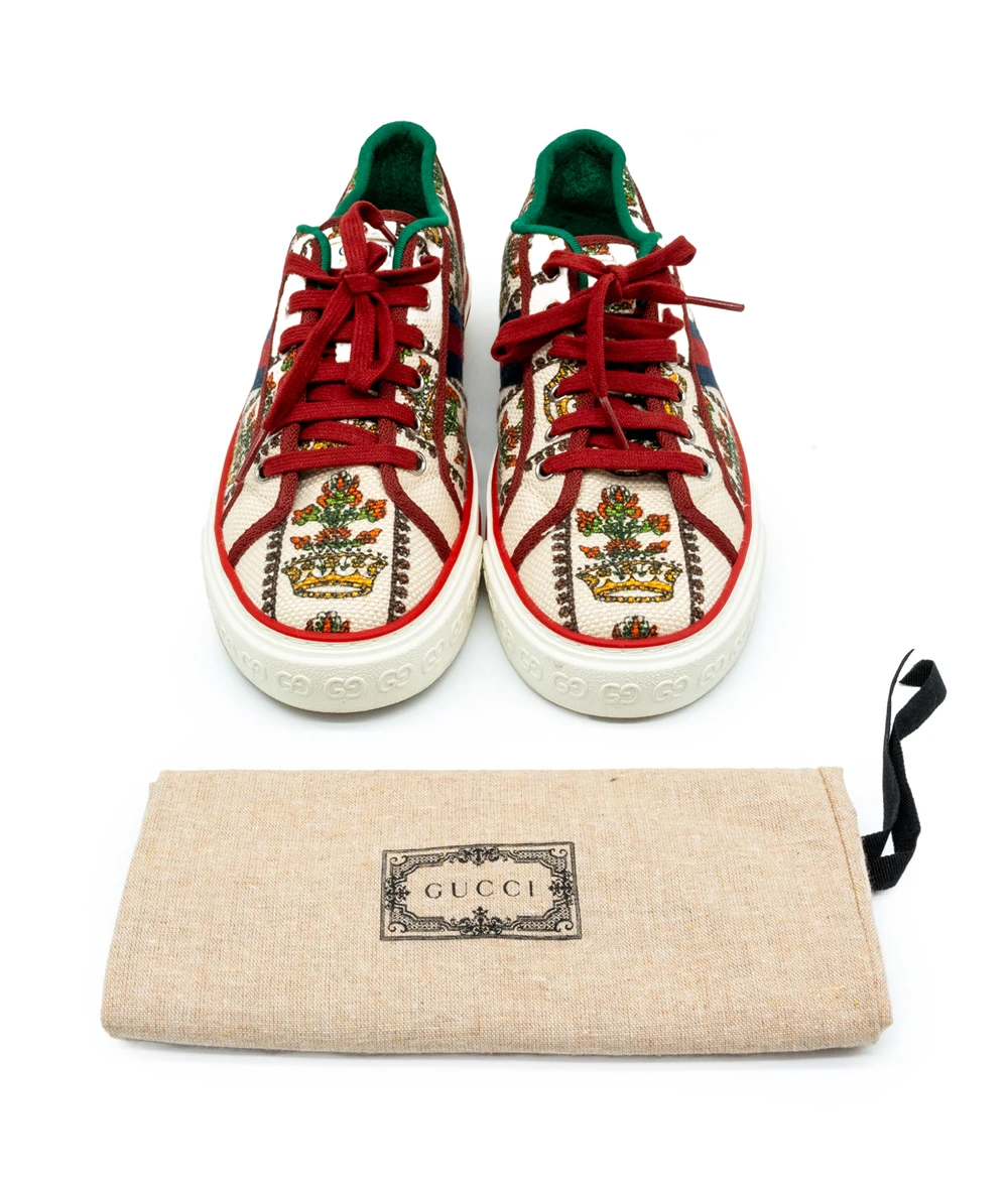 Gucci Size 46 Tennis 1977 Crown Print Men's Sneakers