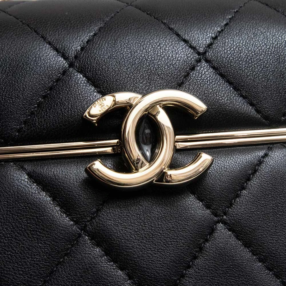 Chanel Black Quilted Lambskin Box Chain Vanity Shoulder Bag