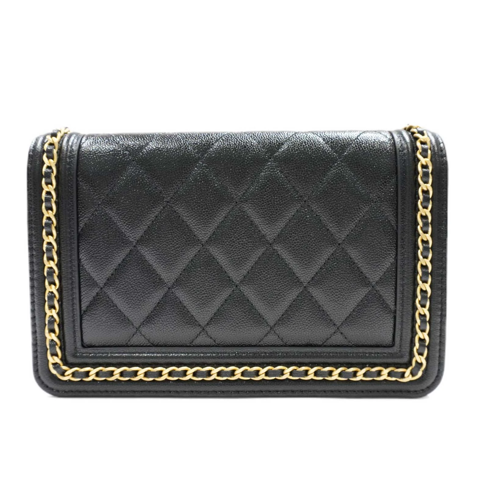 Chanel Black Caviar Leather Chain Shoulder Bag