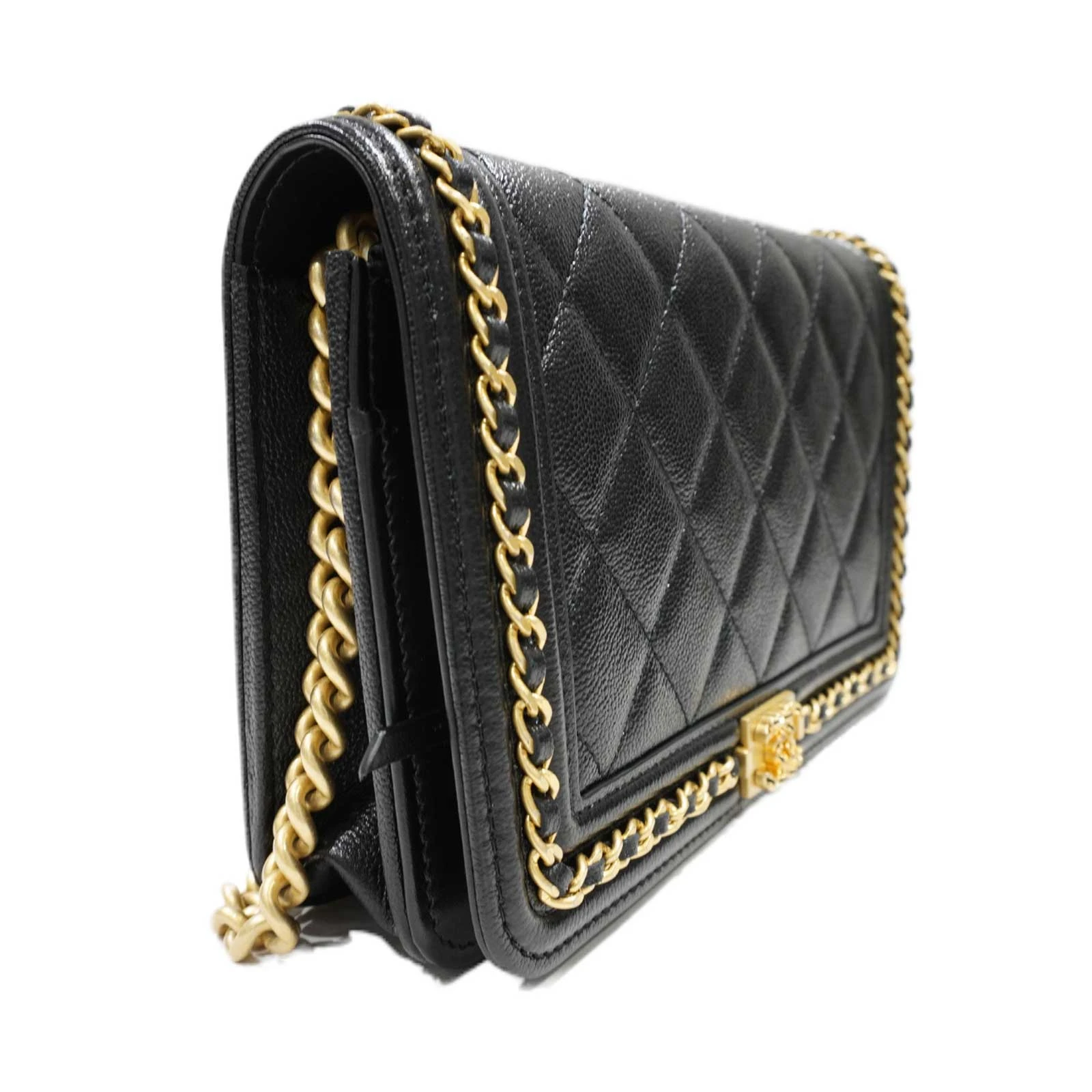 Chanel Black Caviar Leather Chain Shoulder Bag