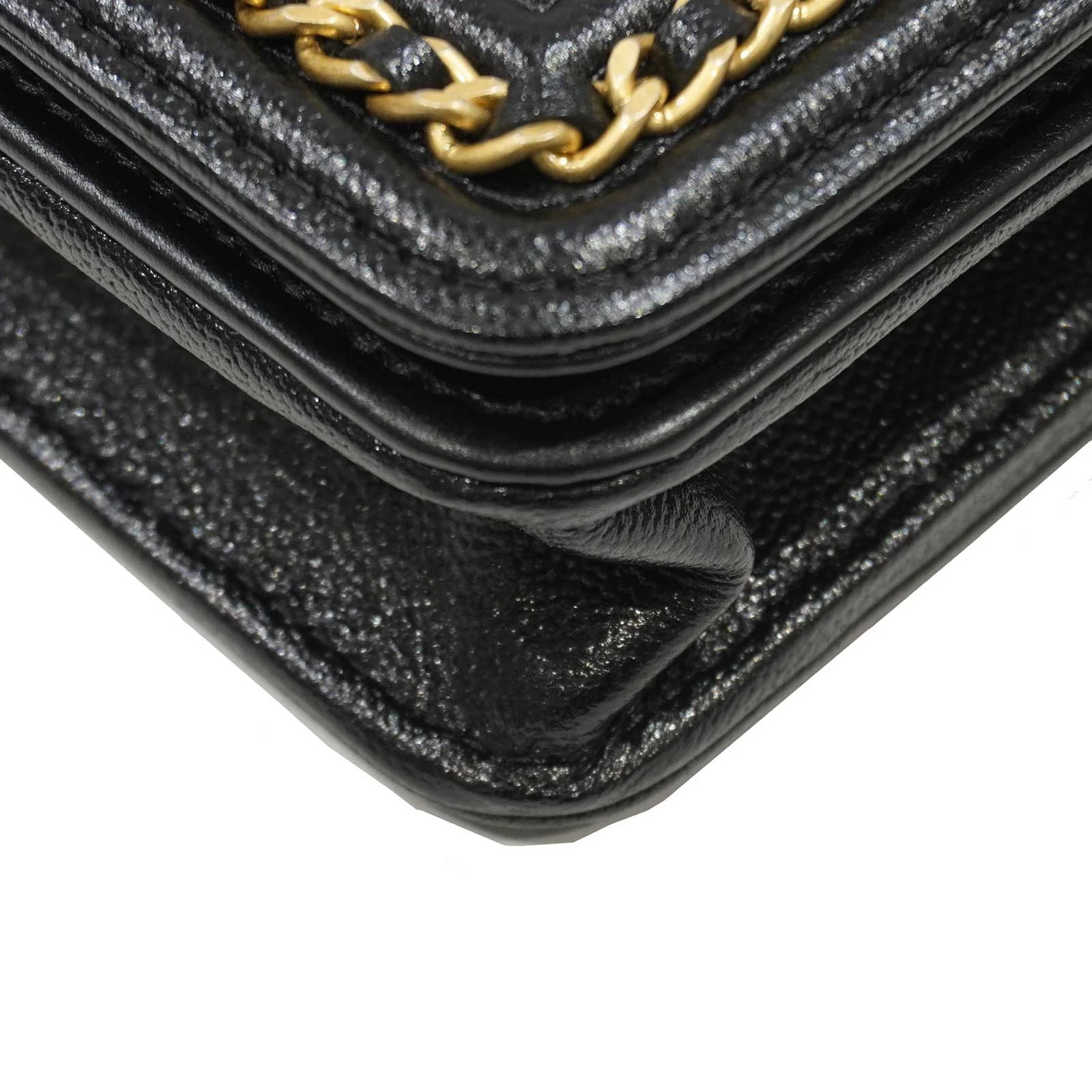 Chanel Black Caviar Leather Chain Shoulder Bag