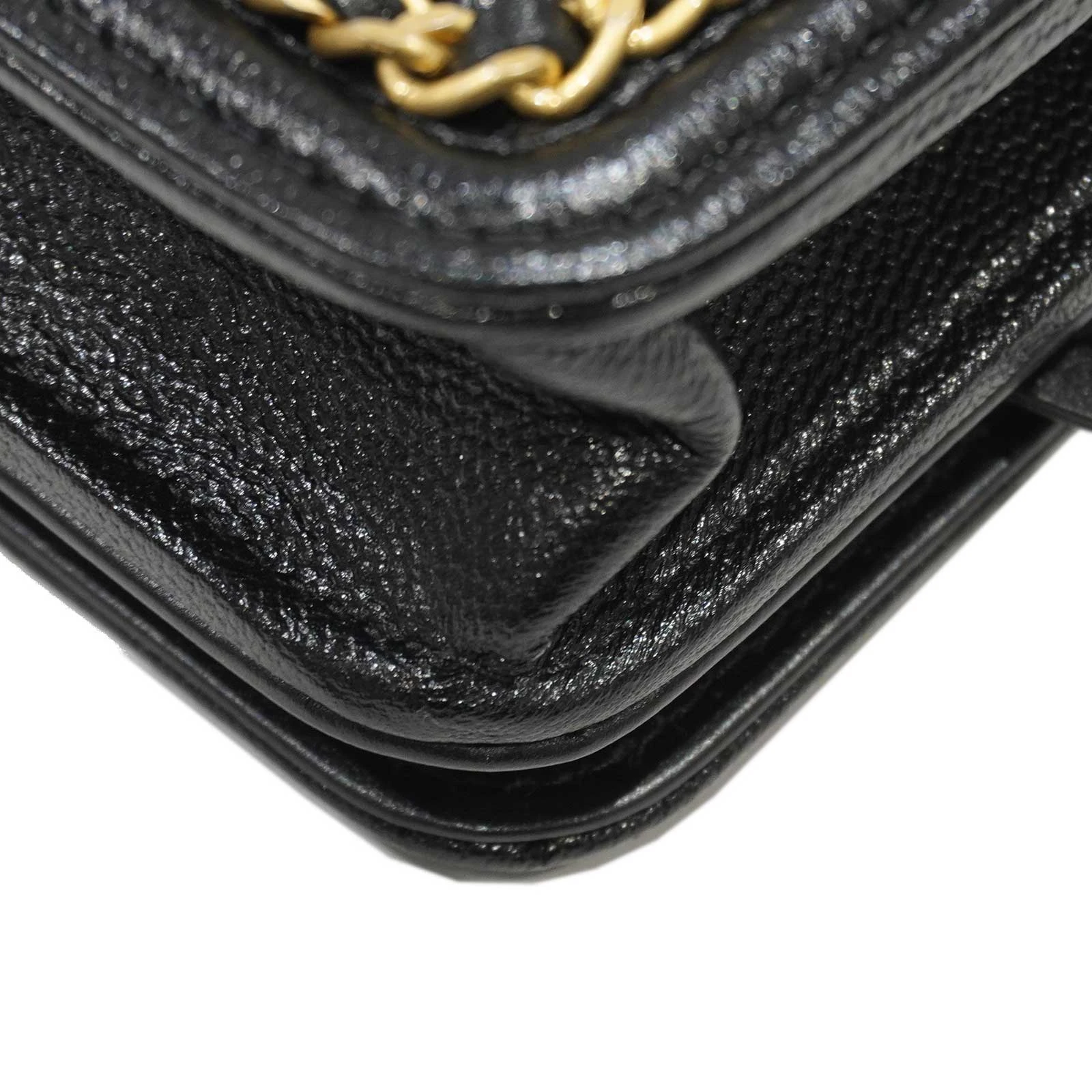 Chanel Black Caviar Leather Chain Shoulder Bag