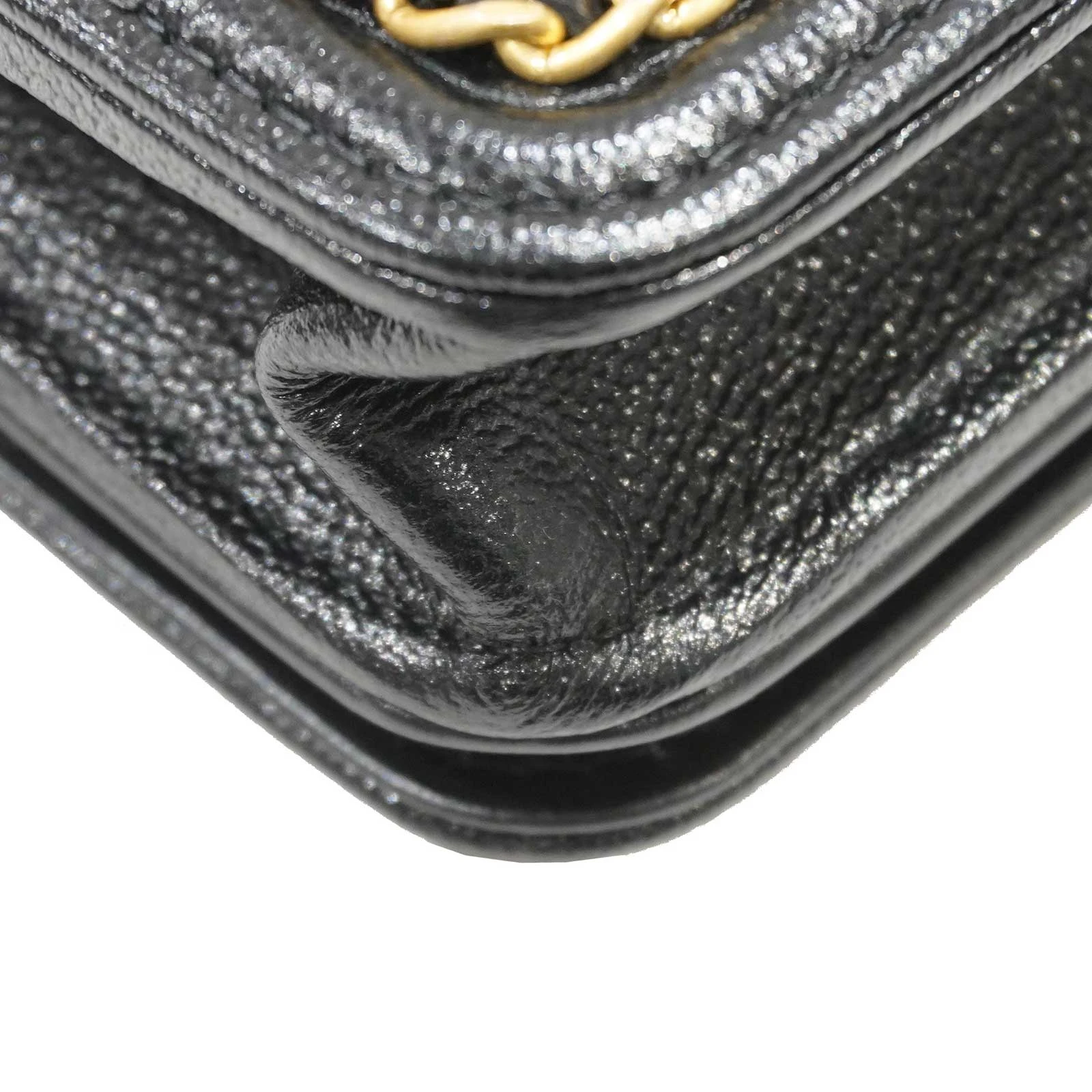 Chanel Black Caviar Leather Chain Shoulder Bag