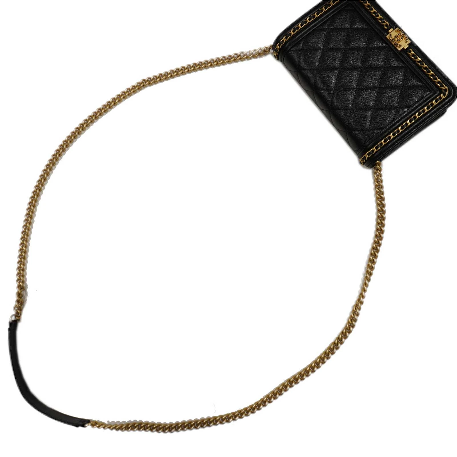 Chanel Black Caviar Leather Chain Shoulder Bag