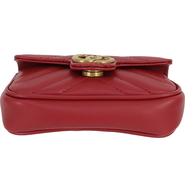 Gucci Red Calfskin Leather Mini GG Marmont Chain Shoulder Bag