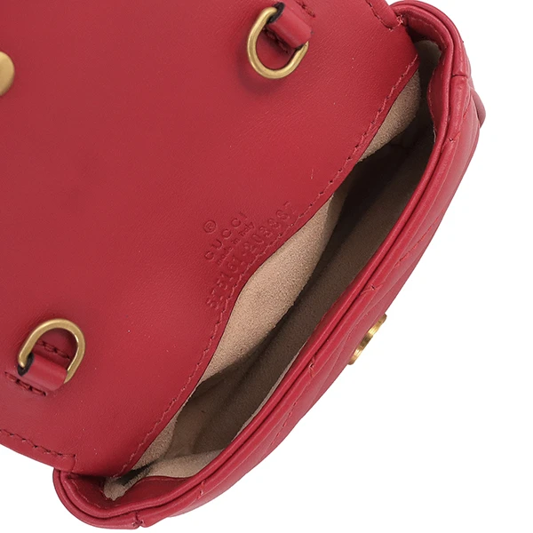 Gucci Red Calfskin Leather Mini GG Marmont Chain Shoulder Bag