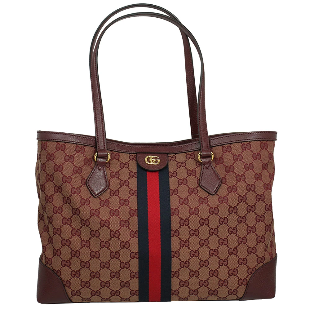 undy GGucci Burgundy GG Canvas and Leather Ophidia Tote BagG Canvas and Leather Ophidia Tote Bag