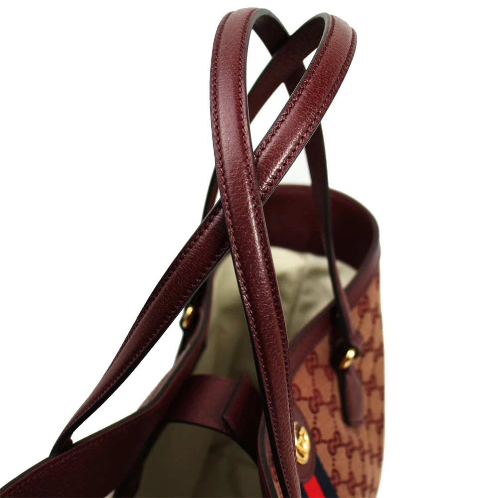 undy GGucci Burgundy GG Canvas and Leather Ophidia Tote BagG Canvas and Leather Ophidia Tote Bag