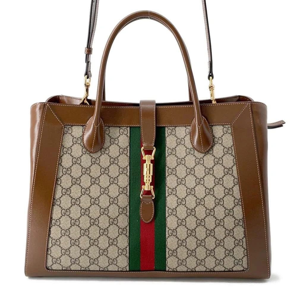 Gucci Beige/Brown GG Canvas and Leather Jackie 1961 Tote Bag