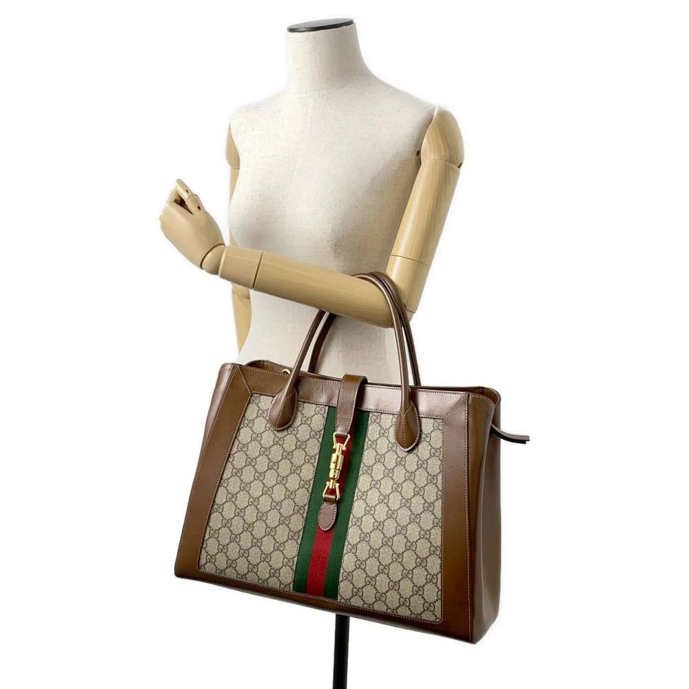 Gucci Beige/Brown GG Canvas and Leather Jackie 1961 Tote Bag