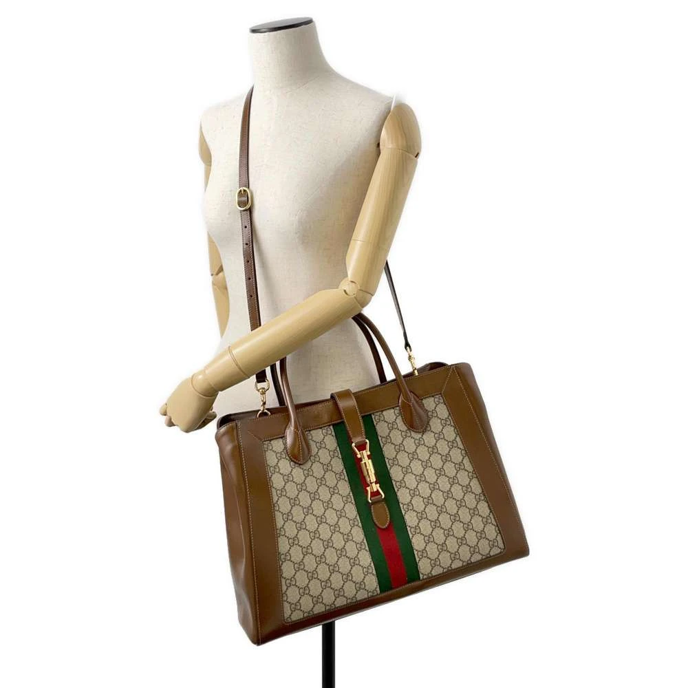 Gucci Beige/Brown GG Canvas and Leather Jackie 1961 Tote Bag