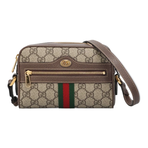 Gucci Beige/Brown GG Supreme Canvas and Leather Mini Ophidia Shoulder Bag