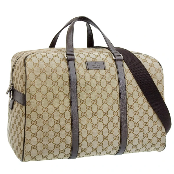 Gucci Beige/ Brown GG Canvas and Leather Boston Bag