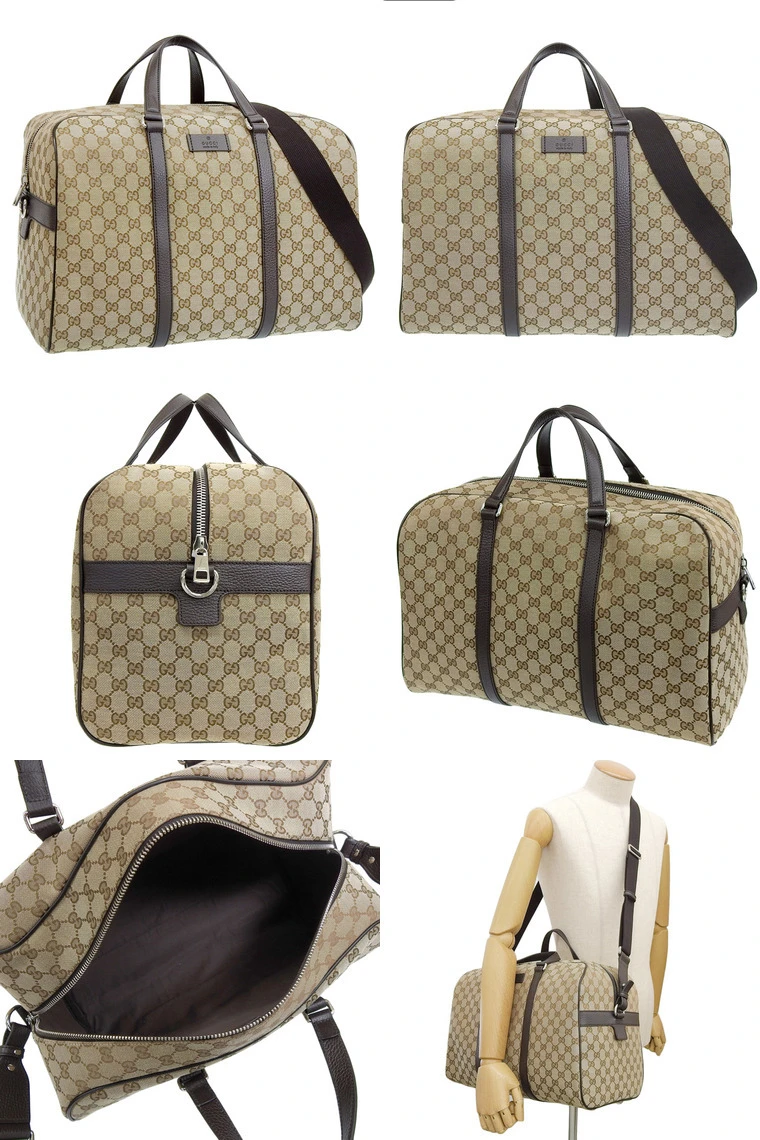 Gucci Beige/ Brown GG Canvas and Leather Boston Bag